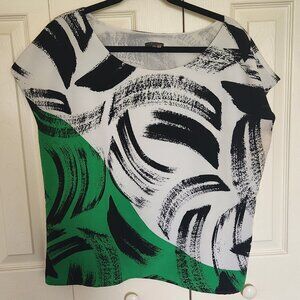 Vince Camuto Green, Black and White Blouse